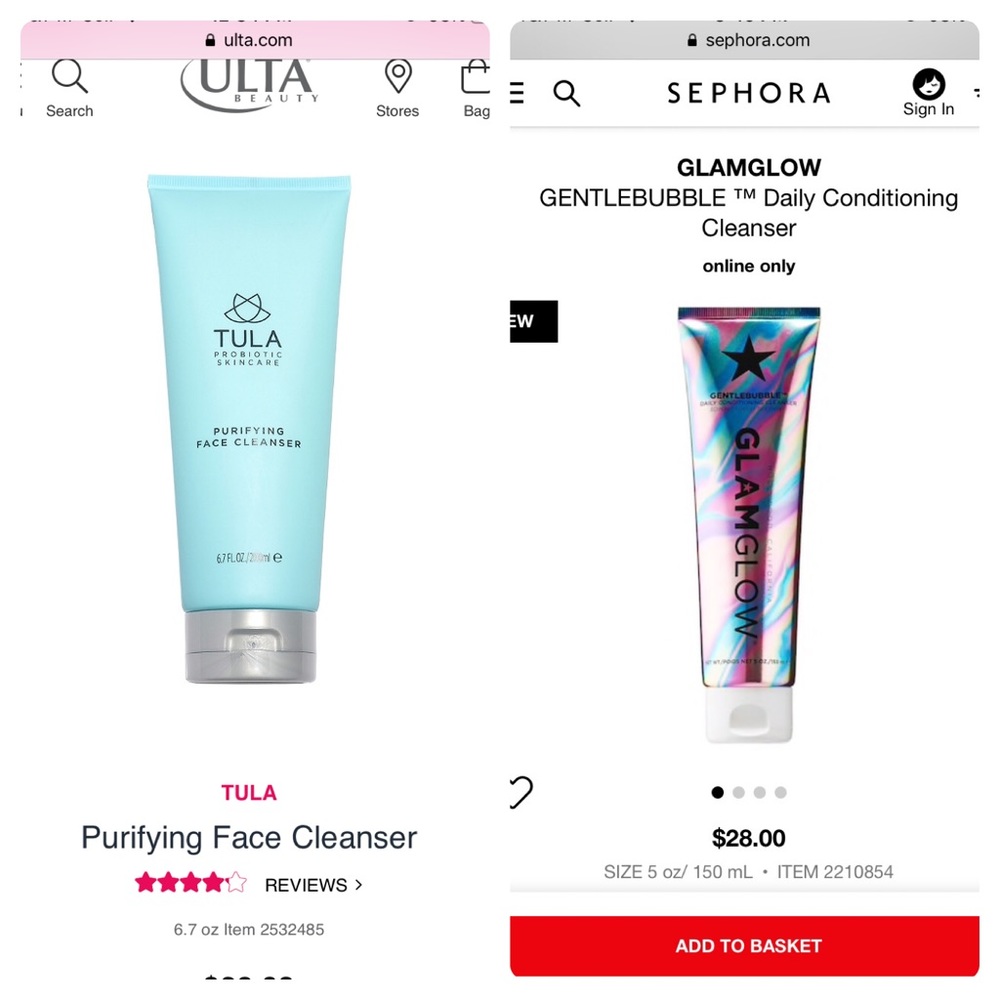 GLAMGLOW and Tula bundle lot facial cleansers new